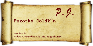 Pszotka Jolán névjegykártya